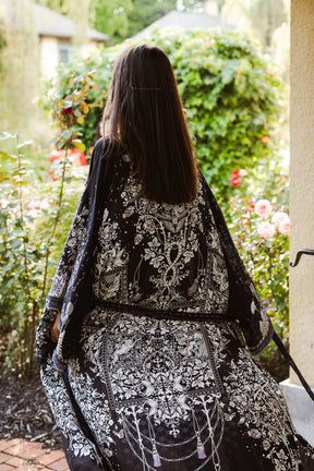 Tree Of Life Silk Robe In Black