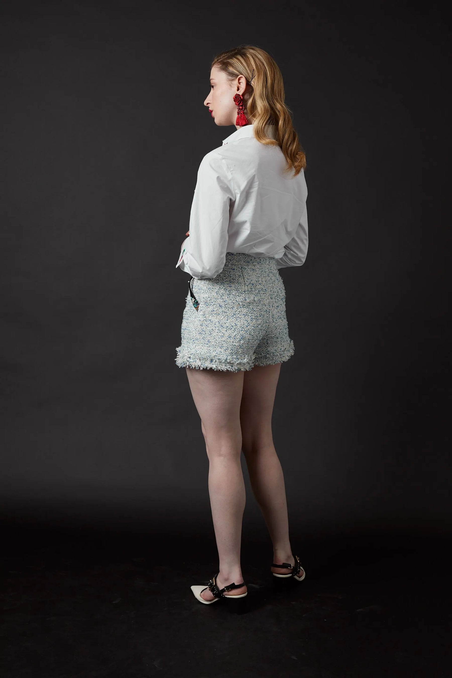 Chelsea Tang Tweed Shorts Blue