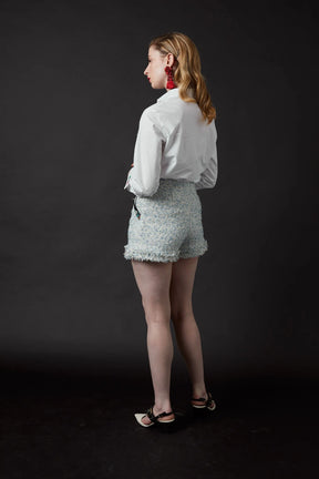Chelsea Tang Tweed Shorts Blue