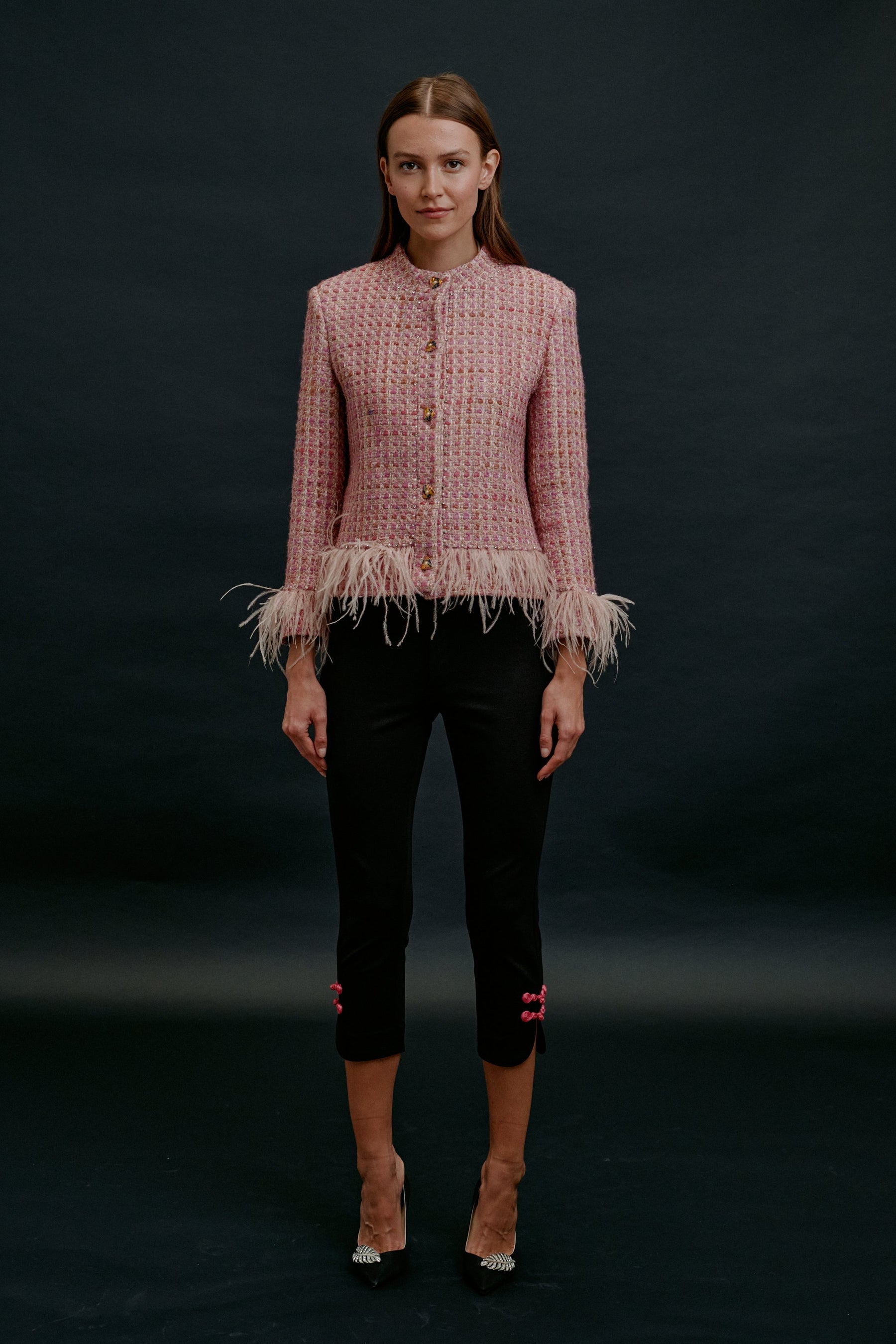 Peace Feather Blazer Pink