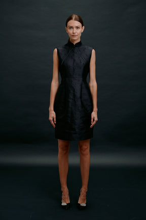 Lady Chang’e Qipao Fitted Dress Black