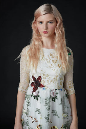 Qiaochu Embroidered Peacock Dress