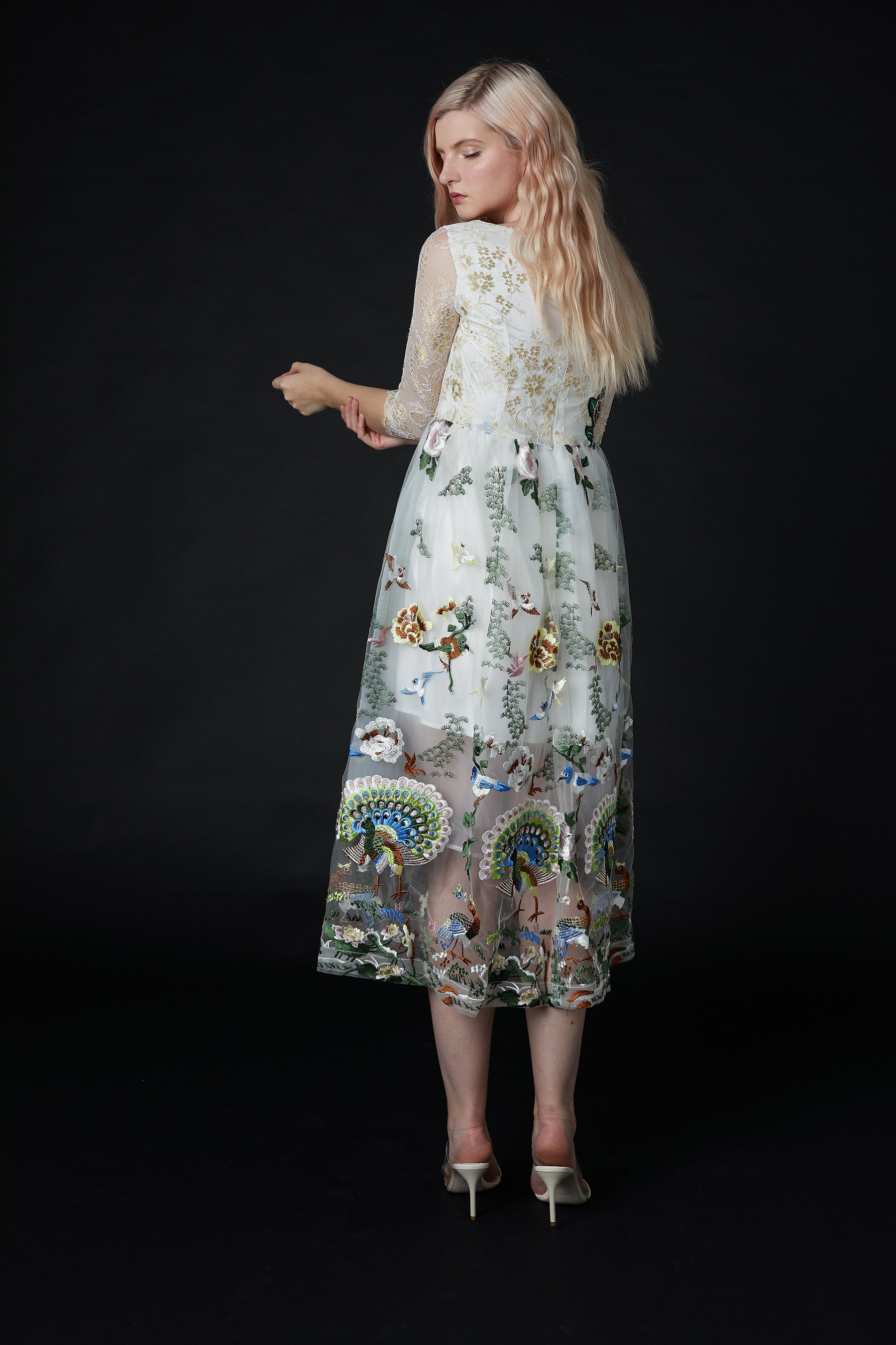 Qiaochu Embroidered Peacock Dress