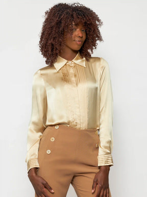 Solgo Pleated Silk Charmeuse Shirt