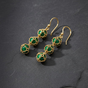 Stacked Caged Malachite Earrings