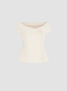 Tailored Fancy Tweed Bardot Top
