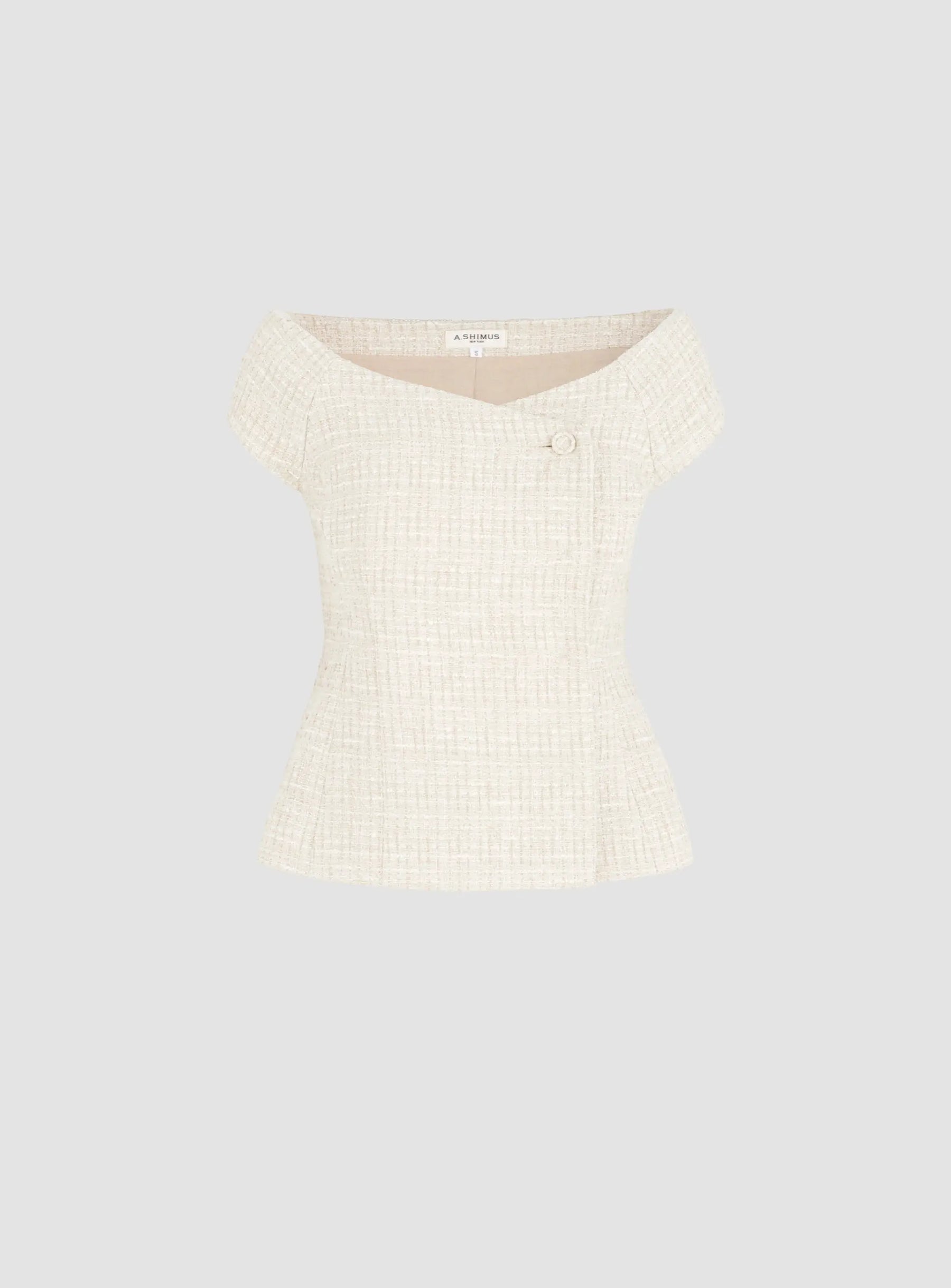Tailored Fancy Tweed Bardot Top