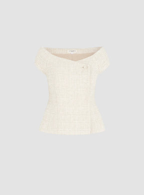 Tailored Fancy Tweed Bardot Top