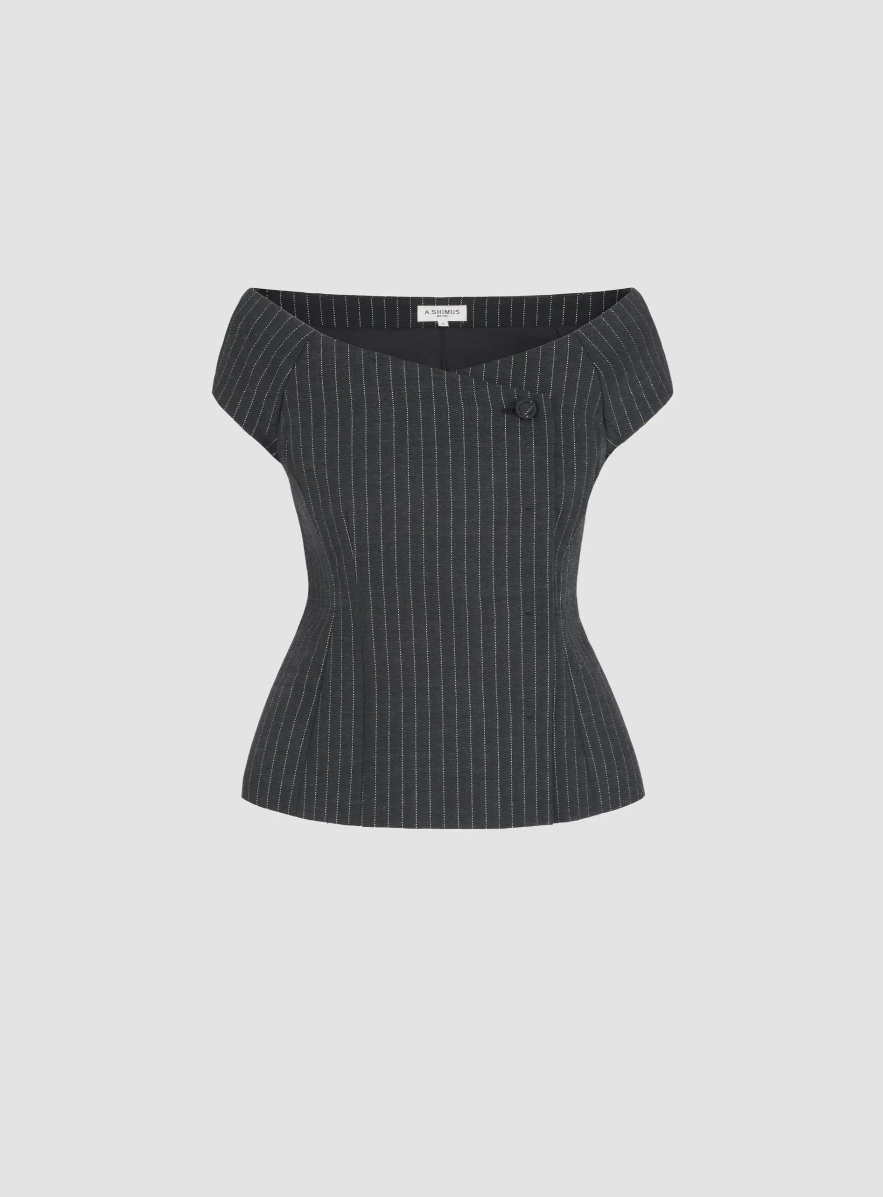 Tailored Pinstripe Bardot Top
