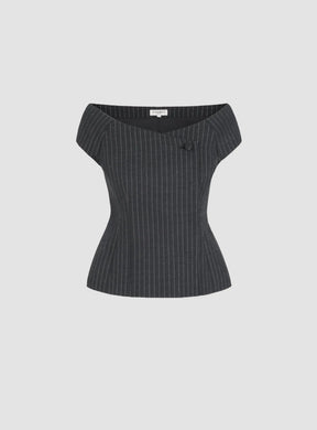 Tailored Pinstripe Bardot Top