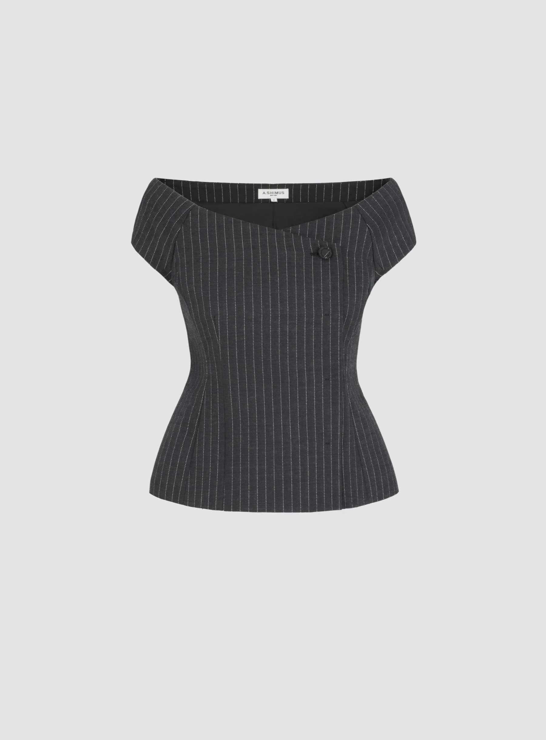 Tailored Pinstripe Bardot Top