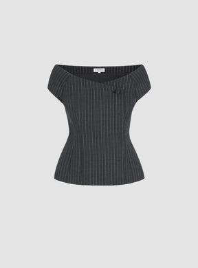 Tailored Pinstripe Bardot Top