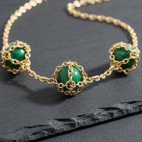 Triple Caged Malachite Necklace