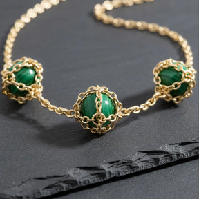 Triple Caged Malachite Necklace
