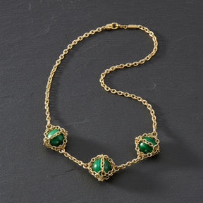 Triple Caged Malachite Necklace