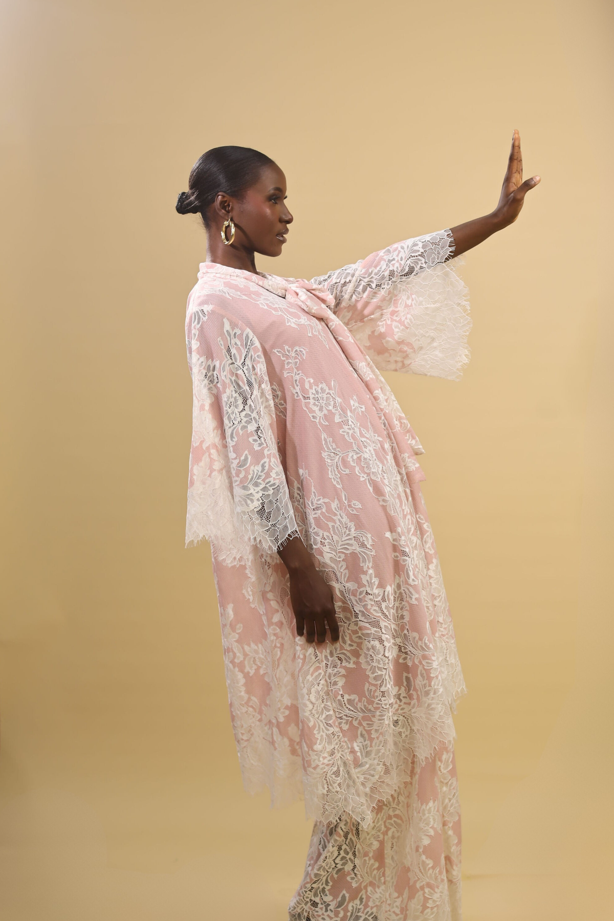 SERAPHINA LACE KAFTAN TWO PIECE - PINK