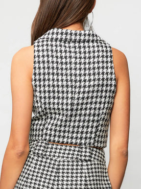 Valda Houndstooth Tweed Vest