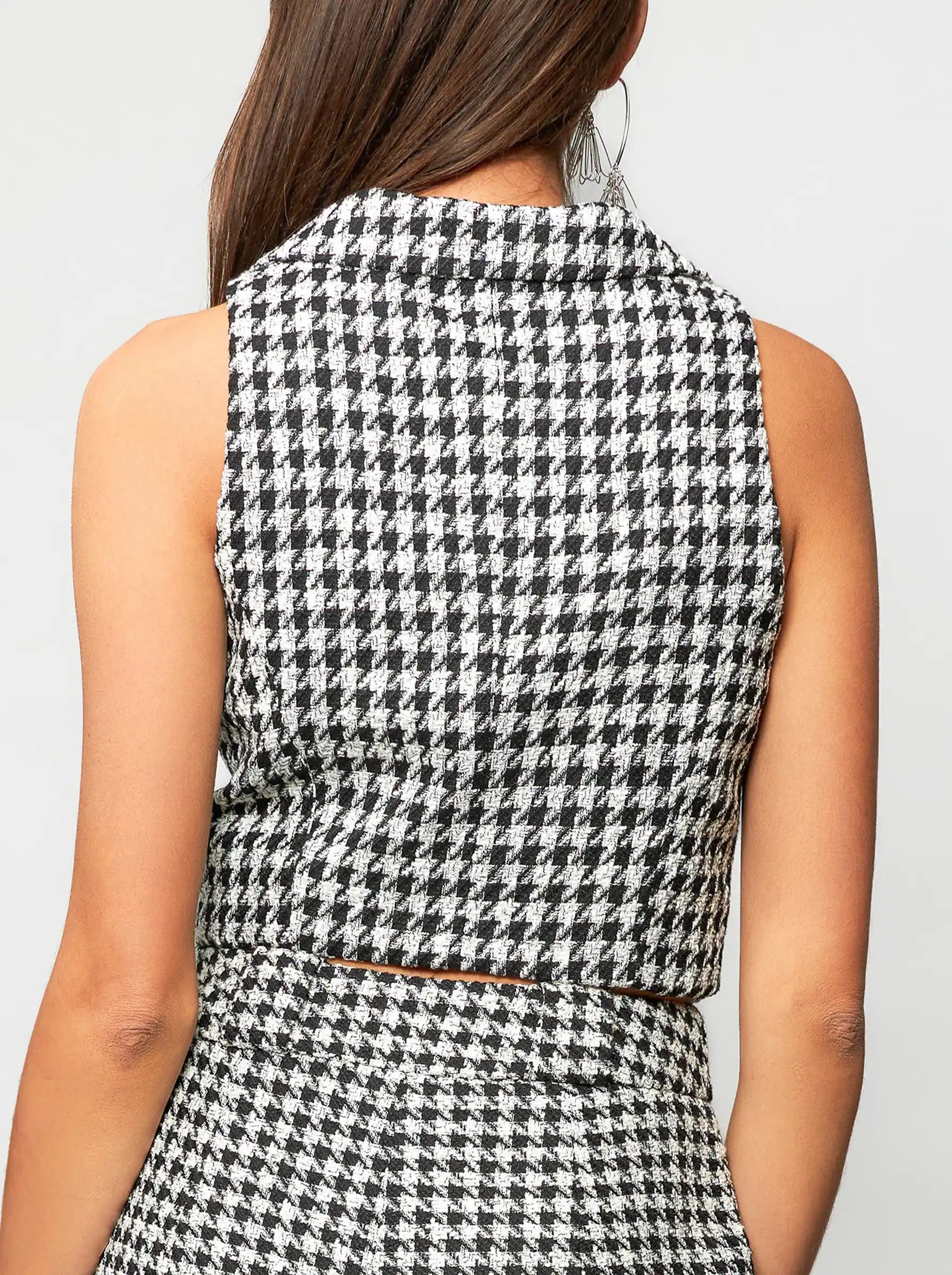 Valda Houndstooth Tweed Vest