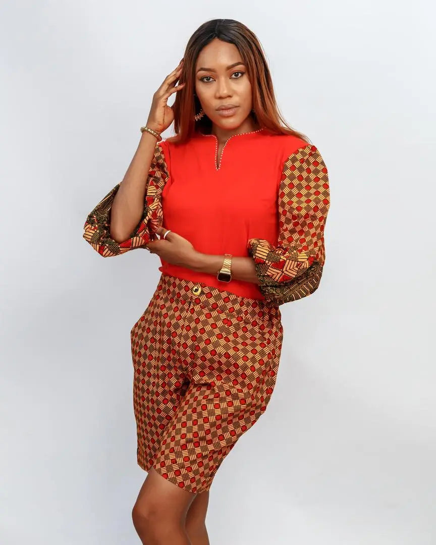 Adanma African Print Short & Top