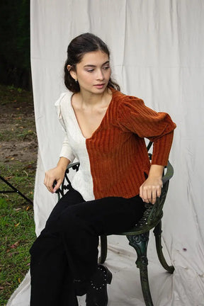 Trendy Chelline Black & Terracotta Sweater