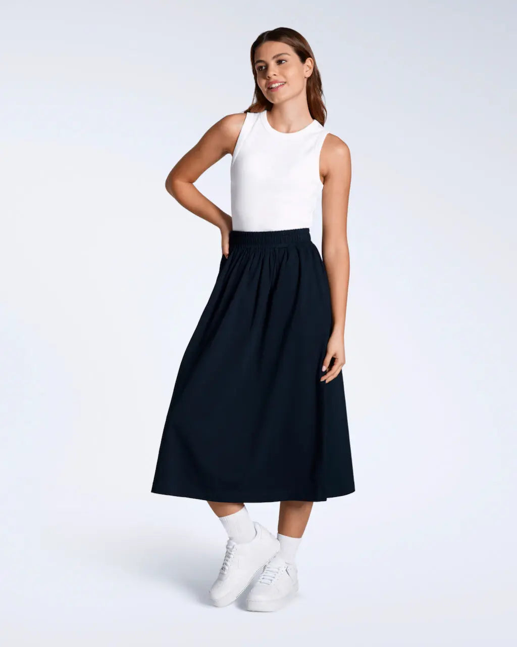 Gathered Midi Skirt