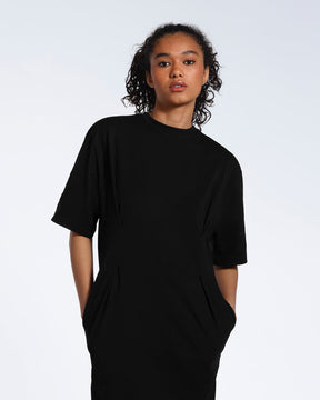 Pleated Waist Organic T-Shirt Dress