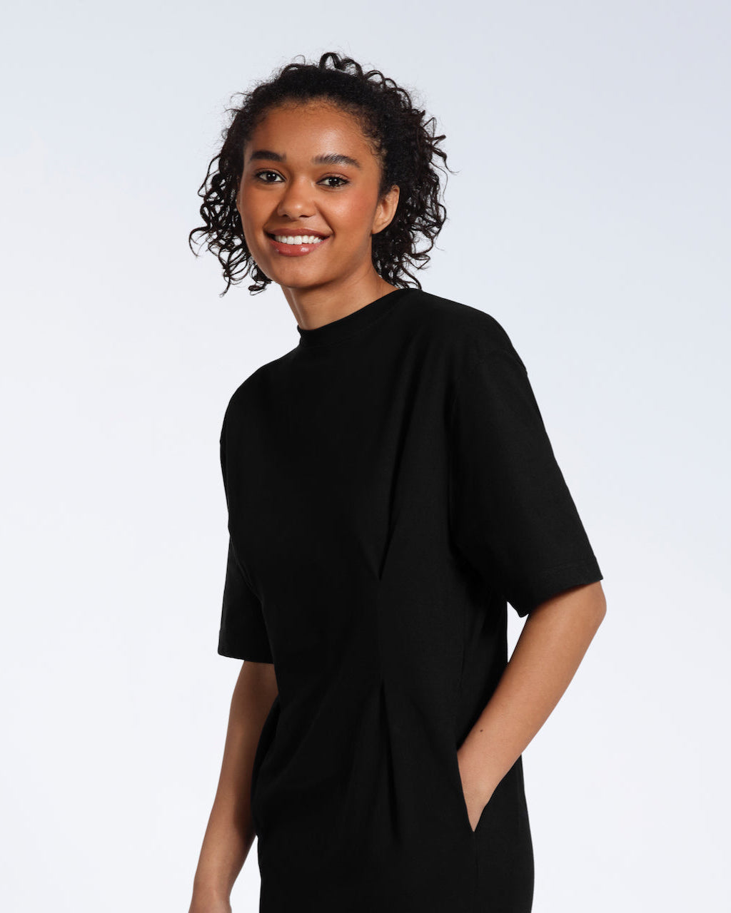Pleated Waist Organic T-Shirt Dress
