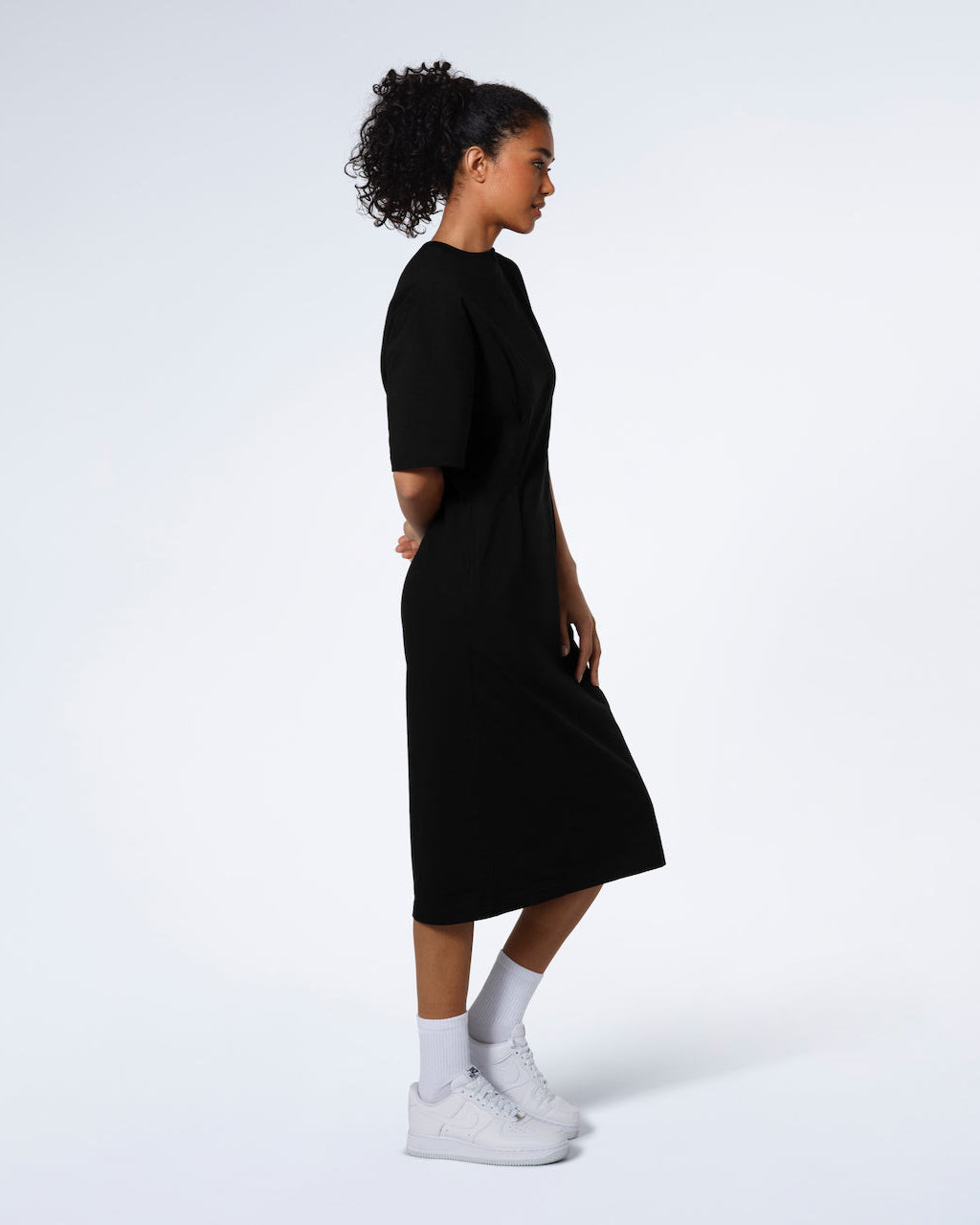 Pleated Waist Organic T-Shirt Dress