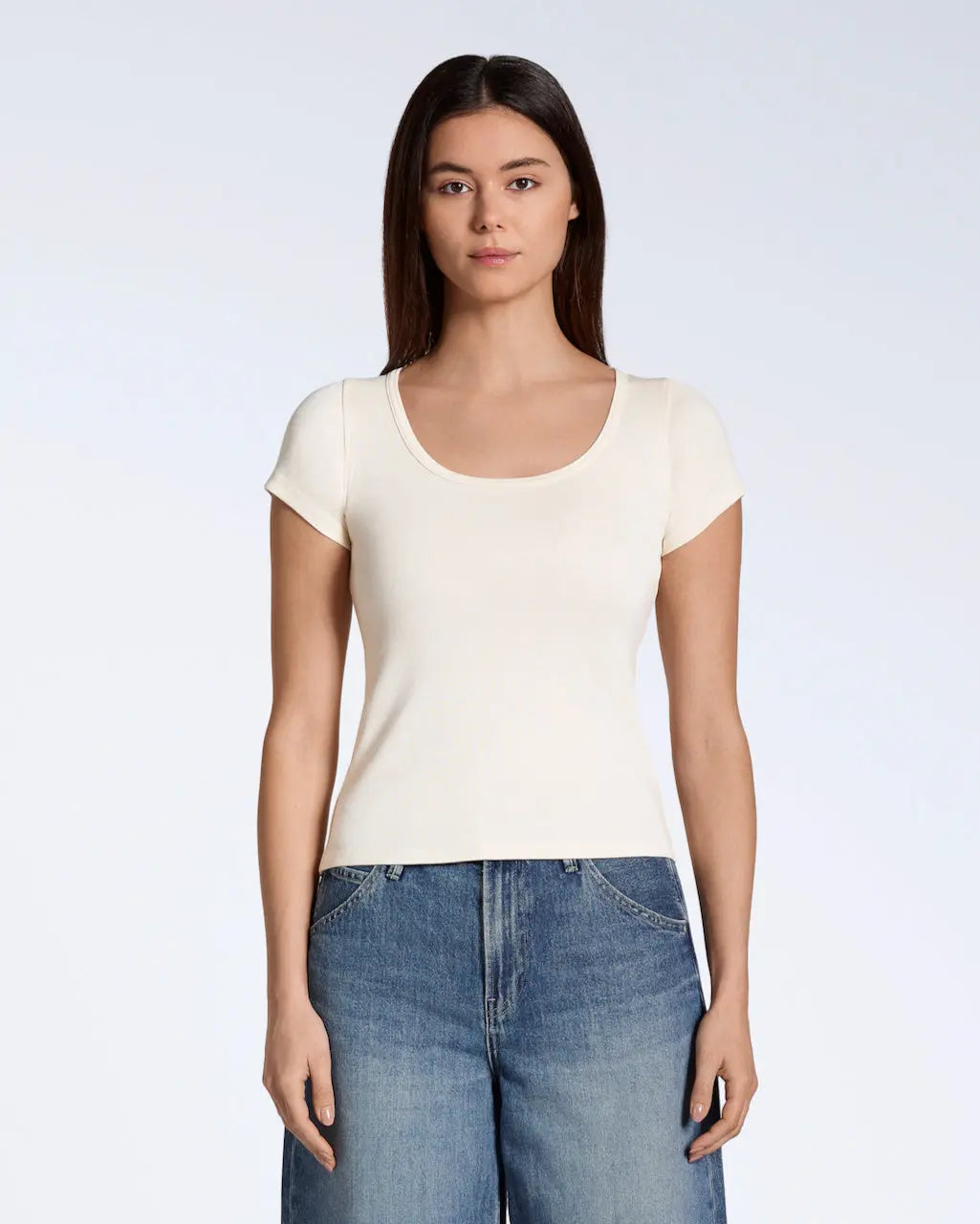Ribbed Scoop Neck T-Shirt