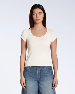Ribbed Scoop Neck T-Shirt