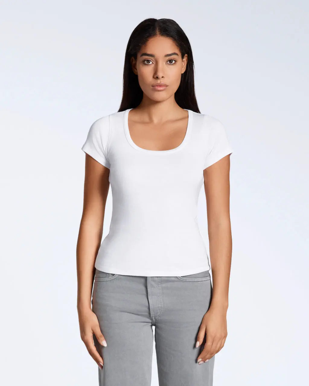 Ribbed Scoop Neck T-Shirt