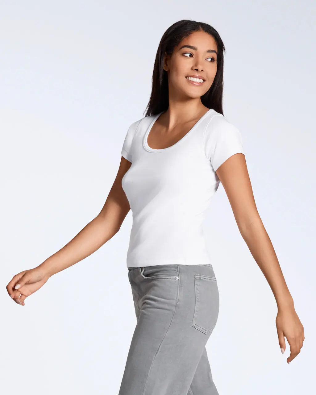 Ribbed Scoop Neck T-Shirt