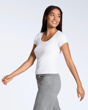 Ribbed Scoop Neck T-Shirt
