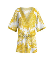 Short Embroidered Kaftan Yellow Protea