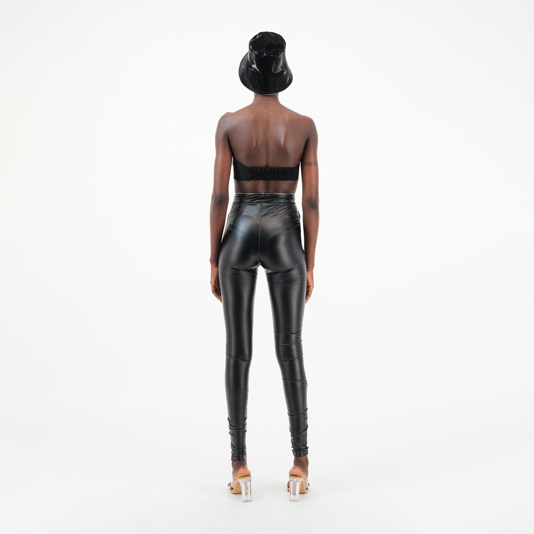 Zipper Detail Leather Pants