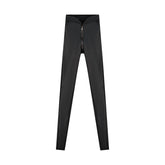 Zipper Detail Leather Pants