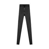Zipper Detail Leather Pants
