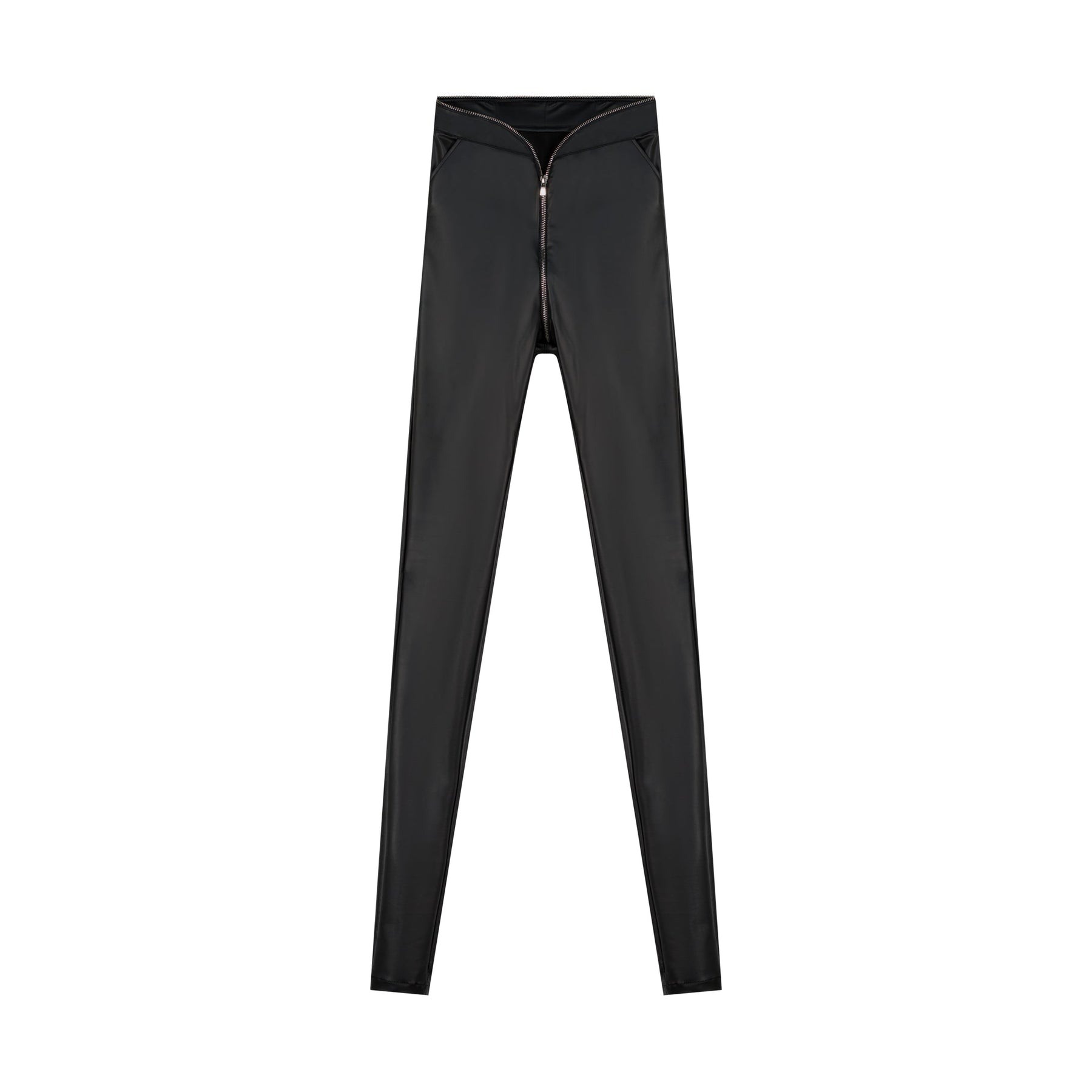 Zipper Detail Leather Pants
