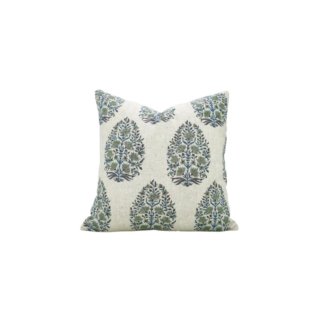 Unique Hand Made Block Printed Viscose Linen Pillow Cover- Kumud