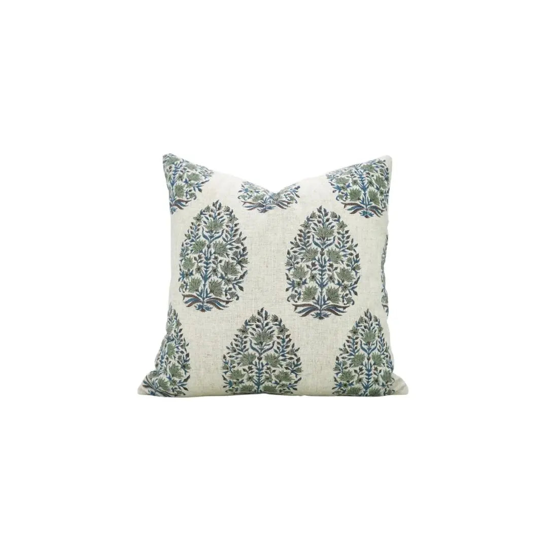 Unique Hand Made Block Printed Viscose Linen Pillow Cover- Kumud