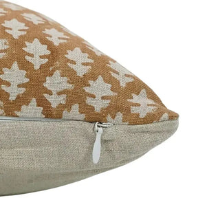 Unique Handmade Design Block Print Pure Linen Pillow Cover- Pink City