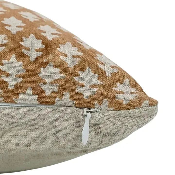 Unique Handmade Design Block Print Pure Linen Pillow Cover- Pink City
