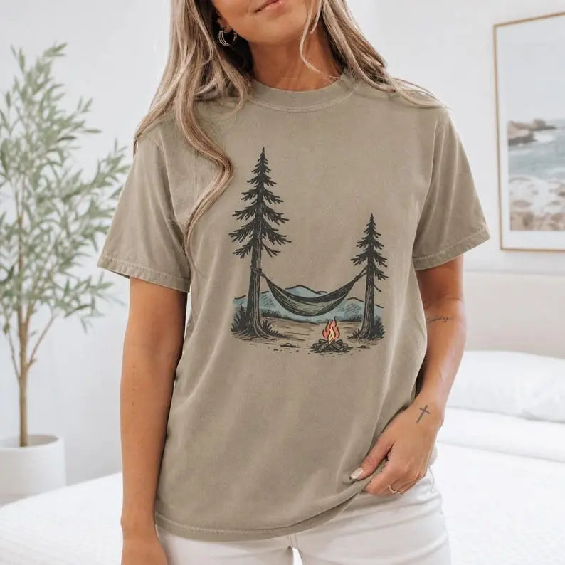Hammock & Campfire Pines Nature Graphic T-Shirt |