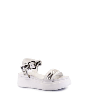Elevated White Platform Sandals with Studs Roya