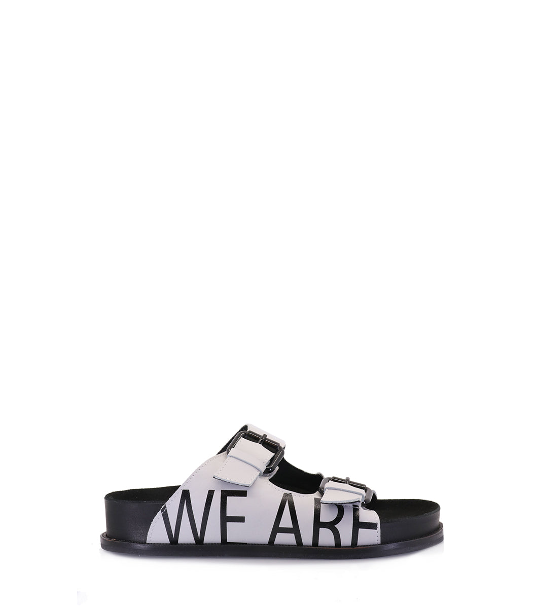 White Birk Sandals with Gloss Buckles Minty