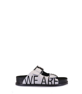 White Birk Sandals with Gloss Buckles Minty