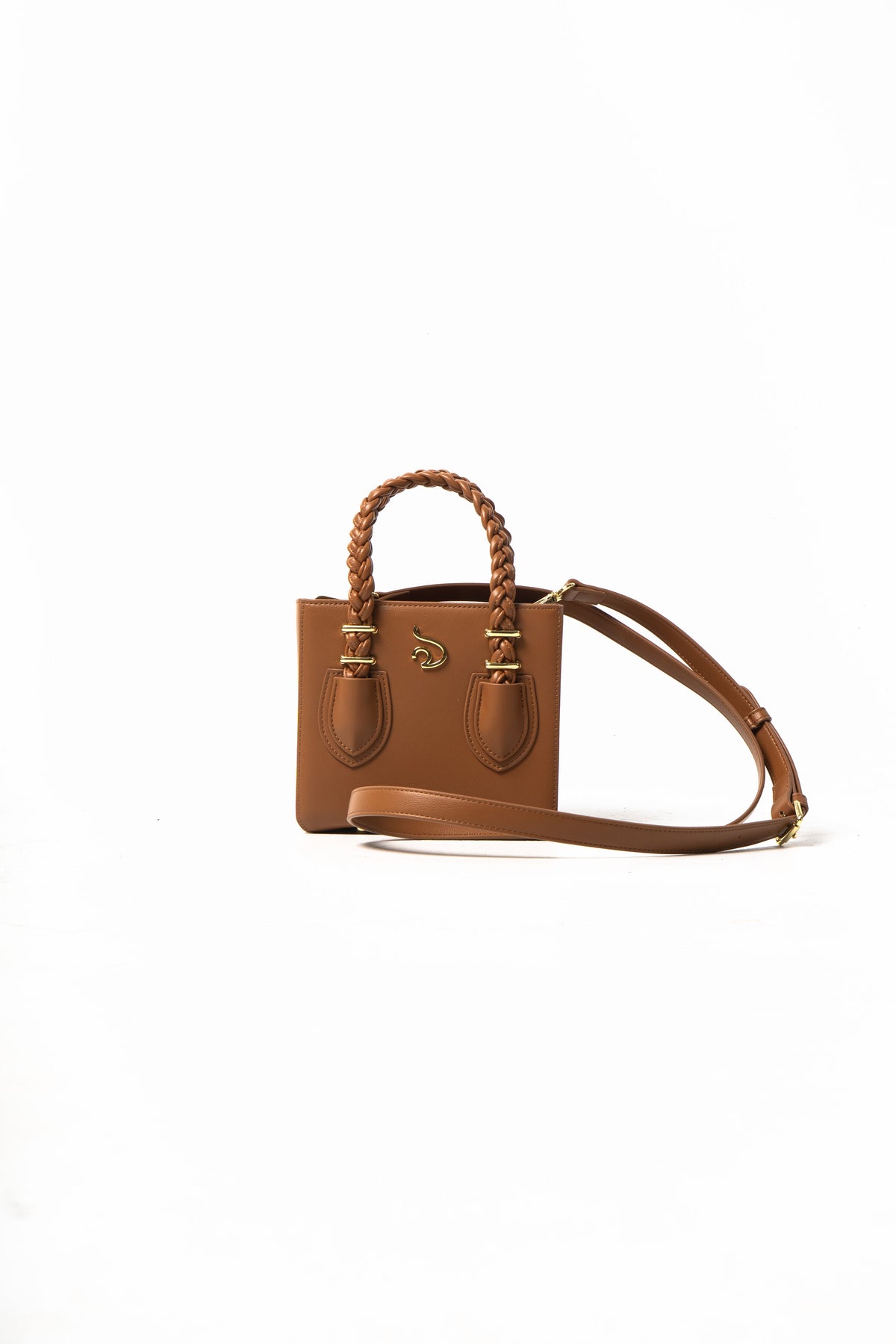 'Oyin' Brown Boxy Tote With Gold Hardware