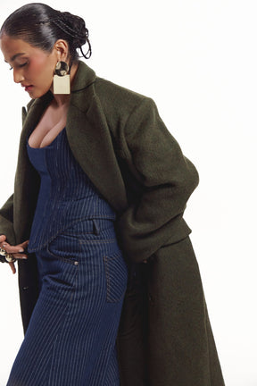 IMAN Wool Long jacket in OLIVE