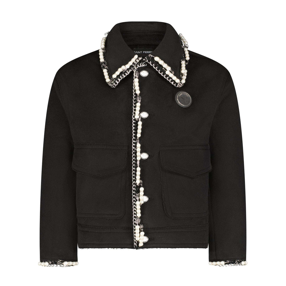 Stud And Pearls Embellished Jacket