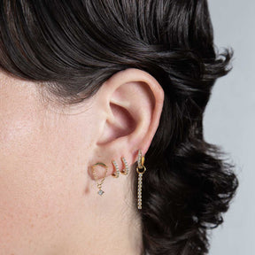 7mm Pave Huggie Hoop Earrings Dainty Gold Everyday Wear